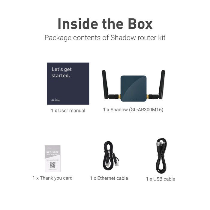 Shadow (GL-AR300M16) Mini Smart Router | Pocket-sized | VPN | Travel ...