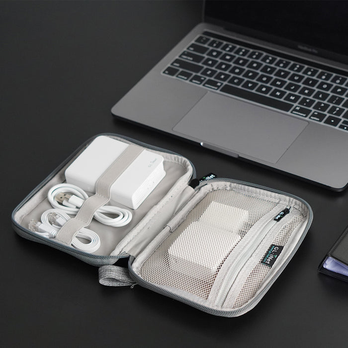 Travel Gadget Organizer Pouch Case | Hard Drive Bag | for Chargers, Cables, Travel Routers Grey